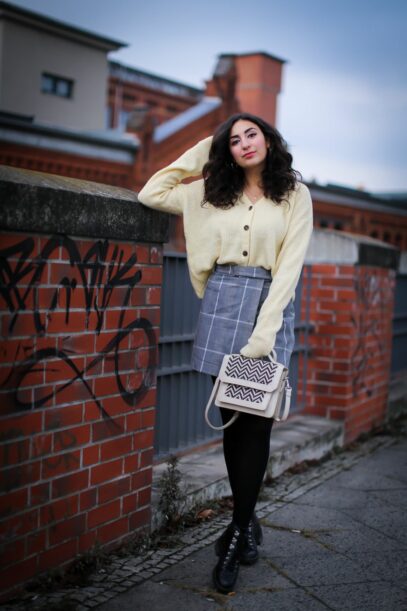 checkered skirt outfit