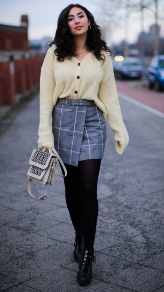 checkered skirt outfit