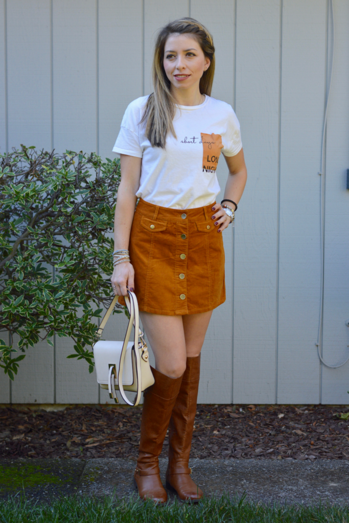 corduroy skirt outfit