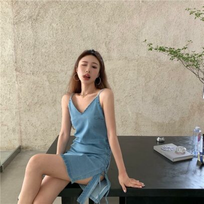 denim dress aesthetic