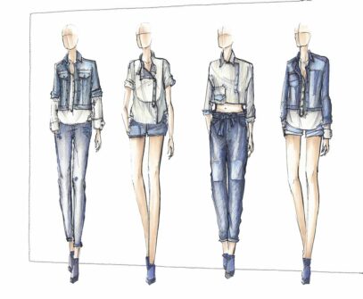 denim dress illustration