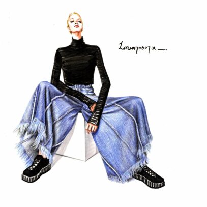 denim dress illustration