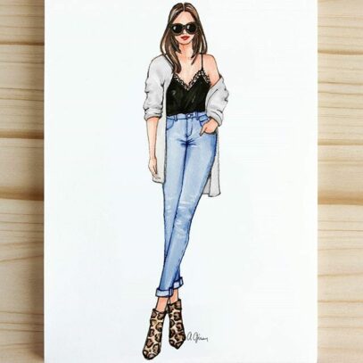 denim dress illustration