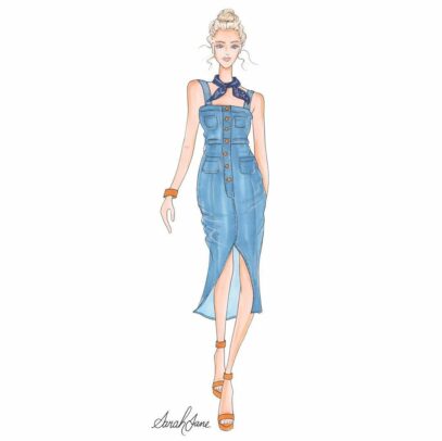 denim dress illustration