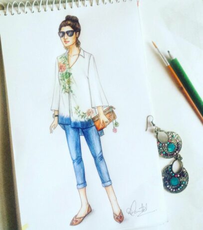 denim dress illustration