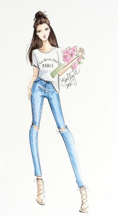 denim dress illustration