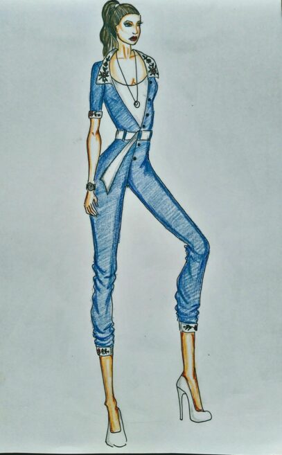 denim dress illustration