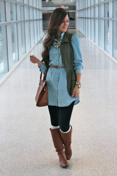 denim dress outfit fall