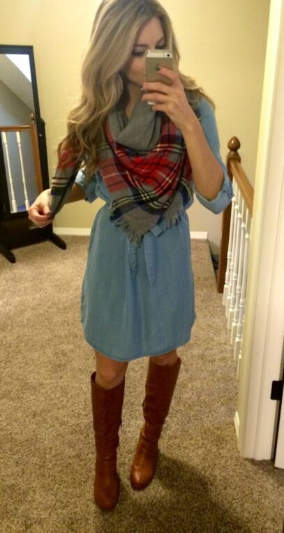 denim dress outfit fall