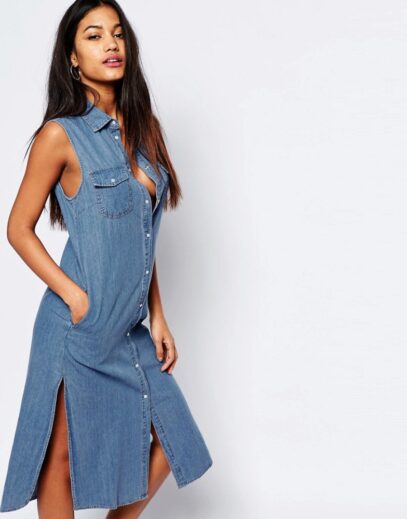 denim dress outfit summer sleeveless
