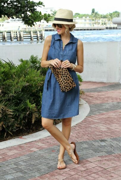 denim dress outfit summer sleeveless