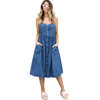 denim dress outfit summer sleeveless