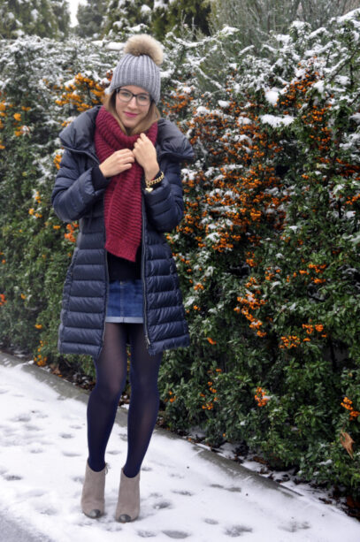 denim dress outfit winter tights
