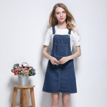 denim dress overalls outfit
