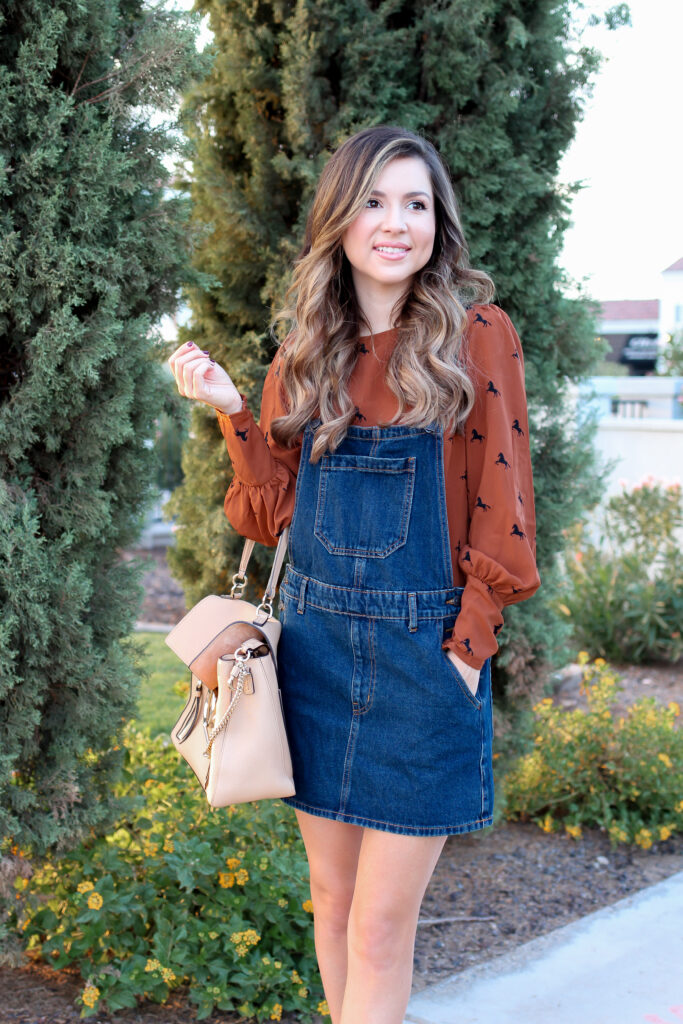 denim dress overalls outfit