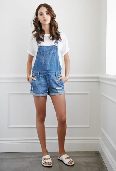 denim dress overalls outfit