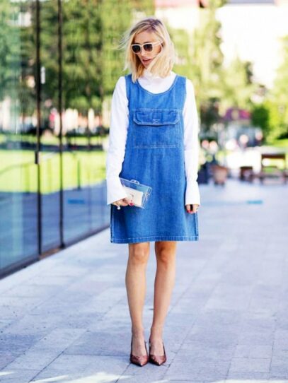 denim dress street style