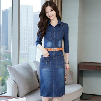 denim dress with belt