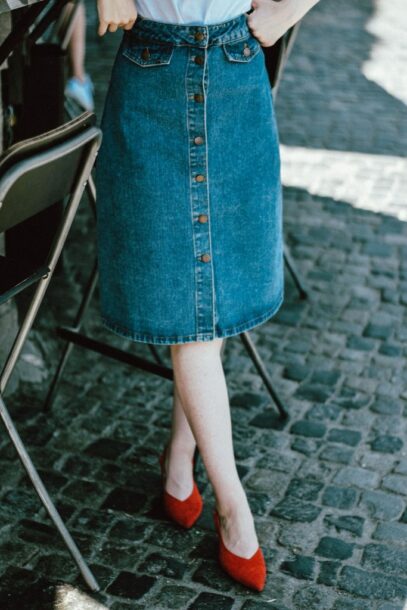 denim dress with shirt underneath