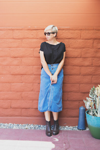 denim skirt outfit ideas
