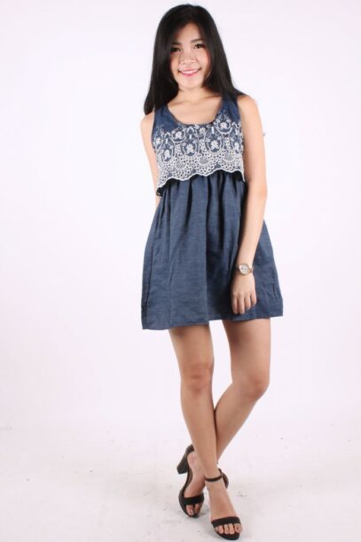 embroidered denim dress