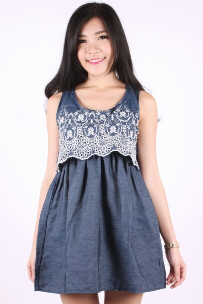 embroidered denim dress