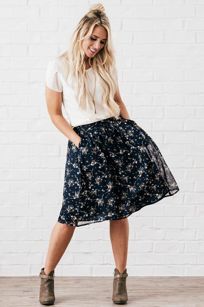 floral skirt outfits