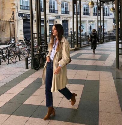 french trench coat parisian style