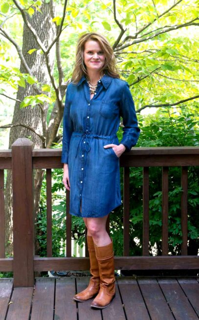 jean dress outfit winter