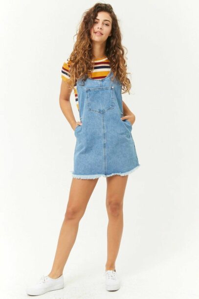 jean dress overall outfit
