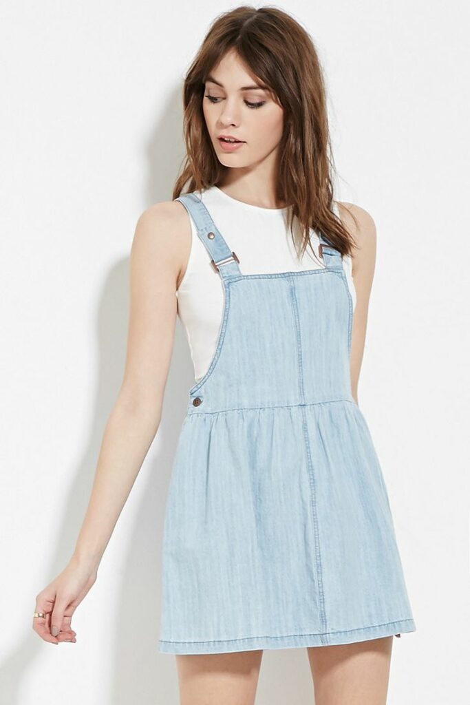 jean dress overall outfit