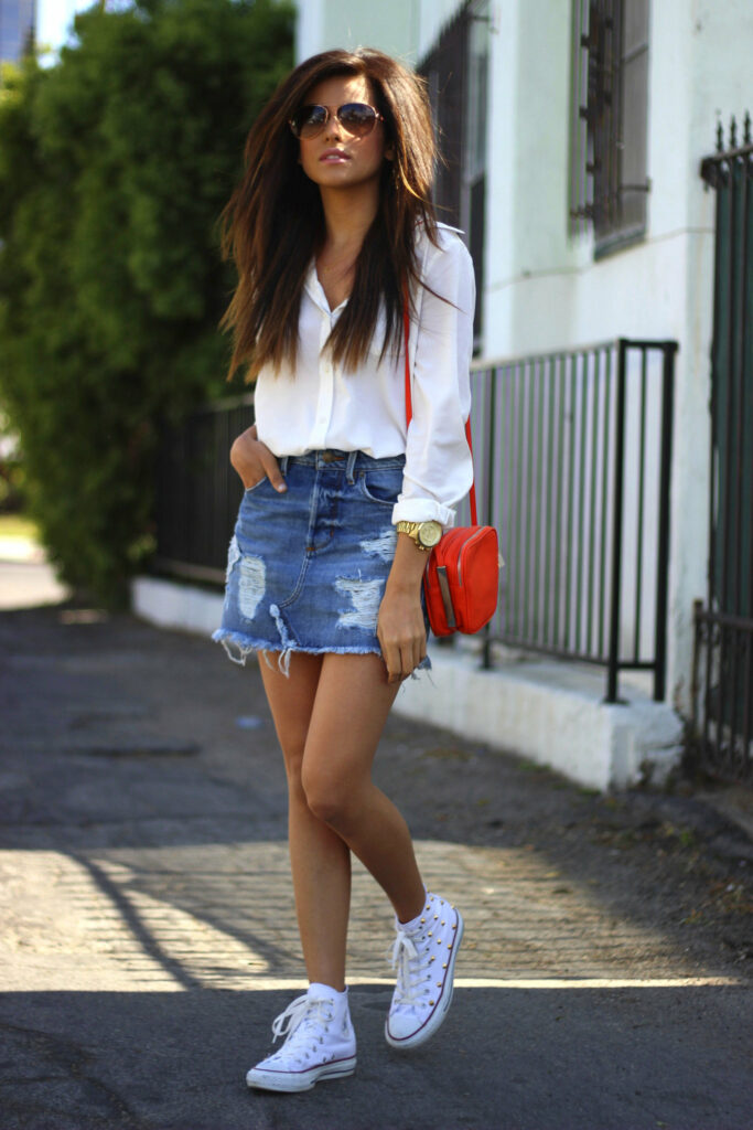 jean skirt outfits