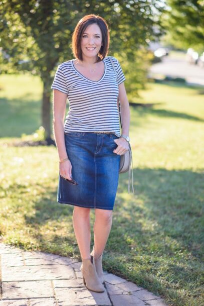 jean skirt outfits