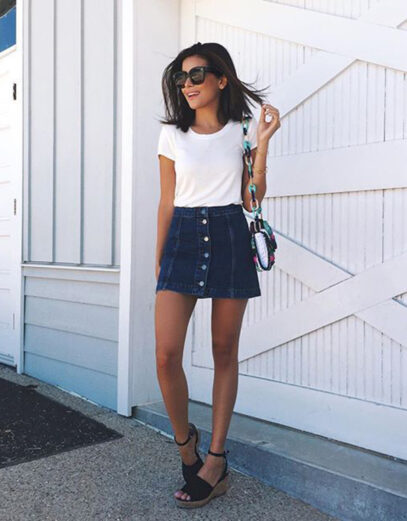 jean skirt outfits