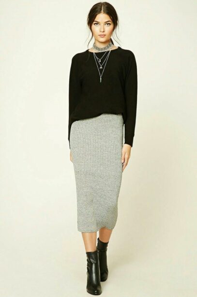 knit skirt outfit
