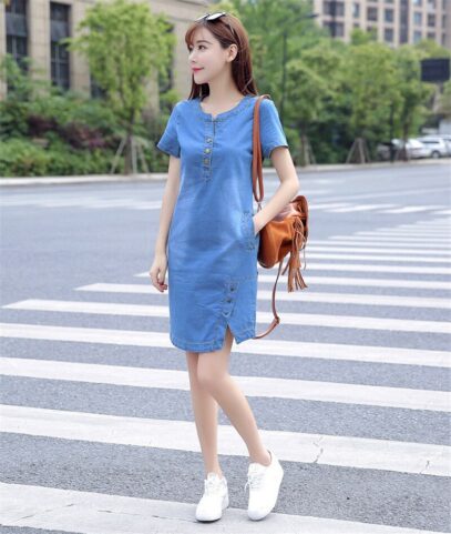 korean denim dress