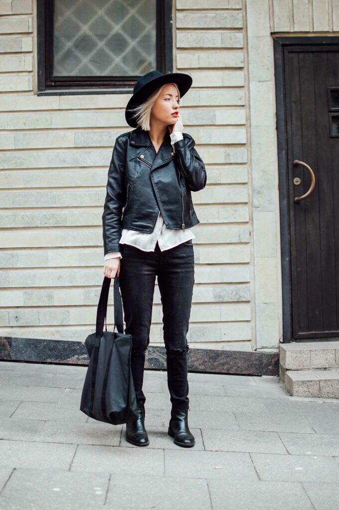 leather jacket outfit