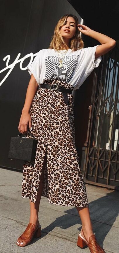 leopard skirt outfit