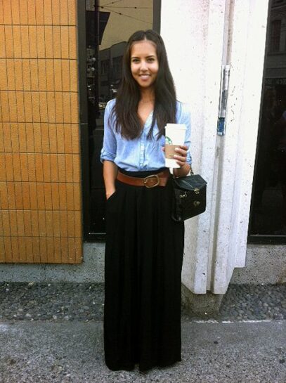 long black skirt outfit