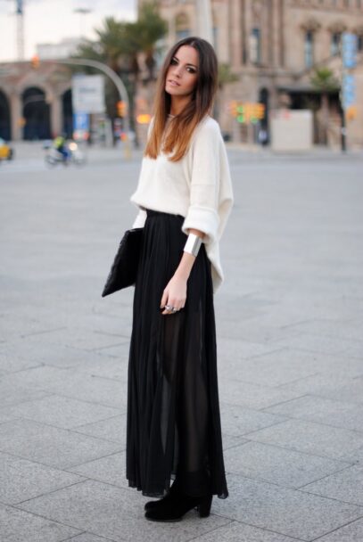 long black skirt outfit