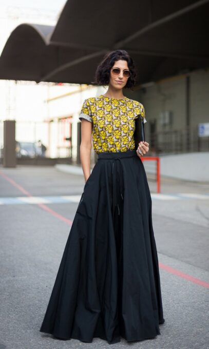 long black skirt outfit