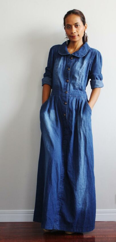 long denim dress