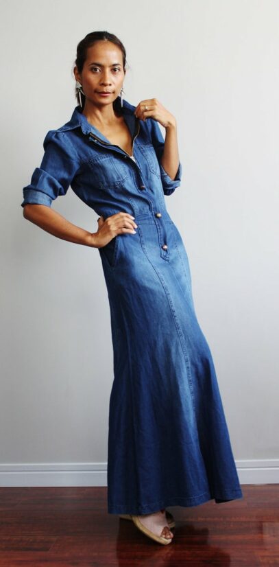 long denim dress