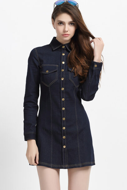 long sleeve denim dress