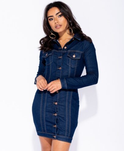 long sleeve denim dress