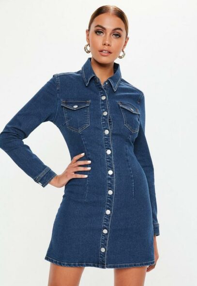 long sleeve denim dress