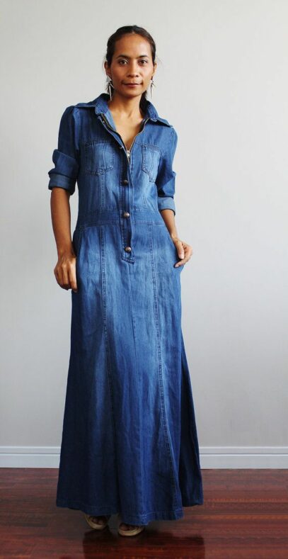 maxi denim dress