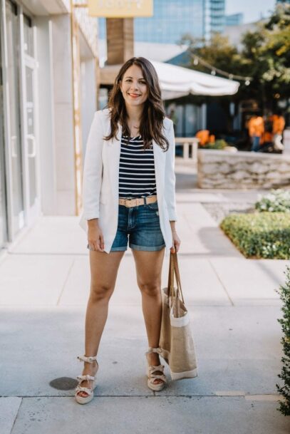parisian style denim shorts outfit