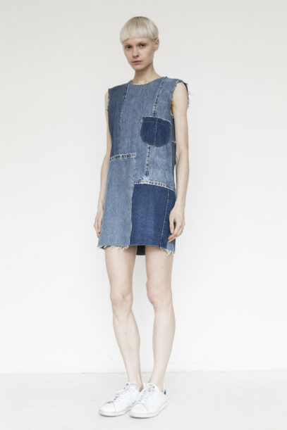 patchwork denim dress
