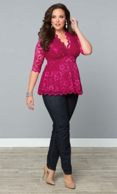 pink plus size outfits